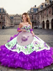 Excellent Floor Length Eggplant Purple Quinceanera Gowns Sweetheart Sleeveless Lace Up