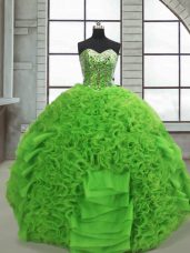 Amazing Sweetheart Sleeveless Lace Up Quince Ball Gowns Green Organza