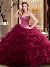 Super Sleeveless Lace Up Floor Length Beading and Ruffles 15th Birthday Dress