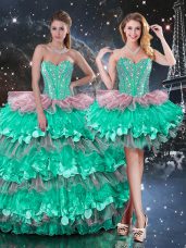 Ball Gowns Sweet 16 Quinceanera Dress Multi-color Sweetheart Organza Sleeveless Floor Length Lace Up