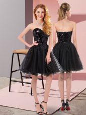 Gorgeous Mini Length Black Evening Dress Sweetheart Sleeveless Zipper