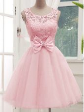 Best Selling Scoop Sleeveless Tulle Quinceanera Court Dresses Lace and Bowknot Lace Up
