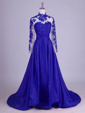 Royal Blue A-line Lace and Appliques Mother of the Bride Dress Lace Up Taffeta Sleeveless