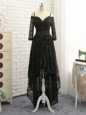 Off The Shoulder Half Sleeves Homecoming Dress High Low Lace Black Lace