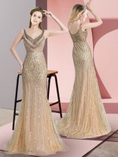 Flirting Straps Sleeveless Brush Train Zipper Dress for Prom Champagne Tulle