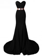 Admirable Black Sweetheart Neckline Belt Homecoming Dress Sleeveless Lace Up