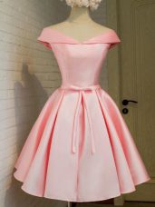 Customized Baby Pink 3 4 Length Sleeve Knee Length Belt Lace Up Court Dresses for Sweet 16