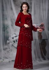 Straps Sleeveless Chiffon Mother of the Bride Dress Beading Zipper