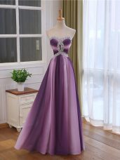 Sleeveless Beading and Ruching Lace Up Prom Dresses