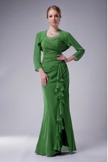 Clearance Green Chiffon Zipper Mother of Groom Dress Sleeveless Floor Length Beading