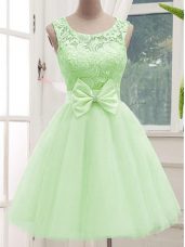 Yellow Green Sleeveless Tulle Lace Up Quinceanera Court Dresses for Prom and Party and Wedding Party