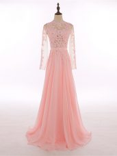 Smart Chiffon Sleeveless Floor Length Prom Party Dress and Lace and Appliques