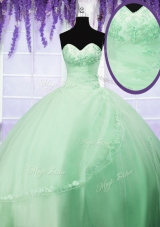 Popular Lace Up Sweetheart Appliques Sweet 16 Quinceanera Dress Tulle Sleeveless