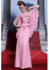 Rose Pink Scoop Zipper Beading Homecoming Dress Half Sleeves