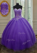 Graceful Beading 15th Birthday Dress Eggplant Purple Lace Up Sleeveless Floor Length