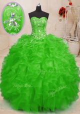 Hot Sale Sleeveless Beading and Ruffles Lace Up Quinceanera Dress