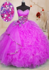 Sweetheart Sleeveless Lace Up Quinceanera Dress Fuchsia Organza