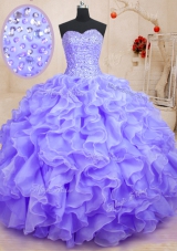 Most Popular Organza Sleeveless Floor Length Quinceanera Dresses and Beading and Ruffles