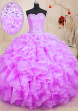 Sleeveless Lace Up Floor Length Beading and Ruffles Sweet 16 Dresses