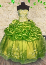 Edgy Floor Length Ball Gowns Sleeveless Olive Green 15 Quinceanera Dress Lace Up