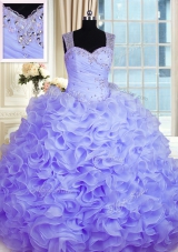 Fantastic Organza Sleeveless Floor Length 15 Quinceanera Dress and Beading and Ruffles