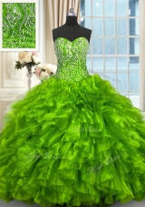 Sweetheart Neckline Beading and Ruffles Sweet 16 Dress Sleeveless Lace Up