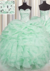 Fitting Sleeveless Lace Up Floor Length Beading and Ruffles 15 Quinceanera Dress