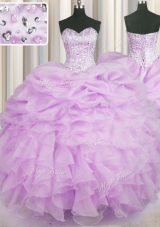 Low Price Lilac Lace Up Sweet 16 Quinceanera Dress Beading and Ruffles Sleeveless Floor Length