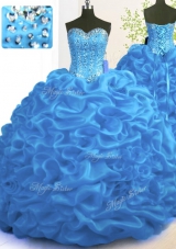 Sleeveless Brush Train Lace Up With Train Beading and Ruffles Sweet 16 Dresses