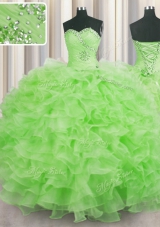 Great Organza Sleeveless Floor Length Sweet 16 Dresses and Beading and Ruffles