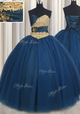 Floor Length Ball Gowns Sleeveless Teal Quinceanera Gowns Lace Up