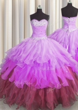 Hot Sale Sleeveless Beading and Ruffles and Ruffled Layers and Pick Ups Lace Up Quinceanera Dress