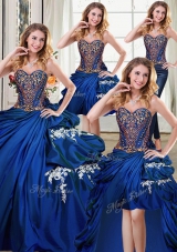 Deluxe Four Piece Sleeveless Beading and Appliques and Pick Ups Lace Up Sweet 16 Dresses