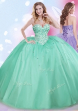 Apple Green Sleeveless Tulle Lace Up Quinceanera Gowns for Military Ball and Sweet 16 and Quinceanera