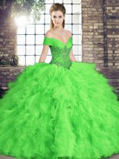 Beauteous Sleeveless Tulle Lace Up Quinceanera Gown for Military Ball and Sweet 16 and Quinceanera