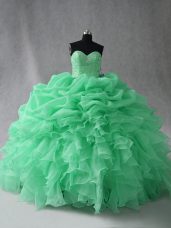 Sleeveless Lace Up Floor Length Beading and Ruffles and Pick Ups Quinceanera Gowns