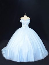 Cheap Blue Sleeveless Beading Lace Up Quinceanera Dresses