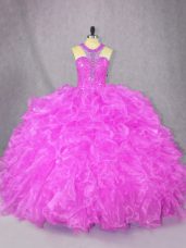 Sleeveless Beading and Ruffles Zipper Sweet 16 Dresses