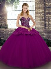 Pretty Sleeveless Lace Up Floor Length Beading and Appliques Quinceanera Dresses