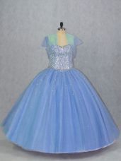 Colorful Floor Length Blue Quinceanera Dresses Sweetheart Sleeveless Lace Up