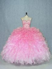 Extravagant Multi-color Sleeveless Organza Lace Up Quinceanera Dress for Sweet 16 and Quinceanera