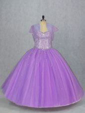 Admirable Sleeveless Lace Up Floor Length Beading Sweet 16 Quinceanera Dress