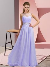 Sleeveless Backless Floor Length Beading Celebrity Dresses