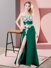 Sleeveless Zipper Floor Length Lace and Appliques Dress for Prom