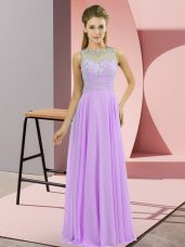 Colorful Floor Length Zipper Celebrity Inspired Dress Lavender for Prom and Party with Beading