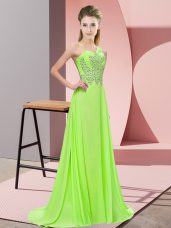 Stunning Empire Prom Dresses One Shoulder Chiffon Sleeveless Floor Length Side Zipper