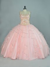 Sleeveless Beading and Ruffles Lace Up Sweet 16 Dresses