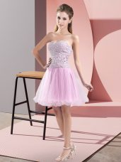 Beading Dress for Prom Lilac Zipper Sleeveless Mini Length