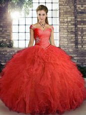 Affordable Sleeveless Lace Up Floor Length Beading and Ruffles Sweet 16 Dresses