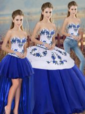 Hot Selling Royal Blue Sleeveless Tulle Lace Up Quinceanera Dresses for Military Ball and Sweet 16 and Quinceanera